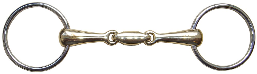 Ring Snaffle, Gold Brass (double jointed, 20 mm)