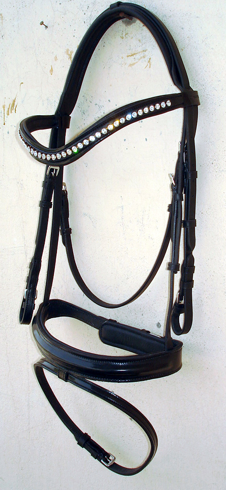 Paten tleather bridle swarovski browband - Click Image to Close