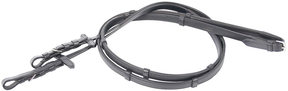 Soft leather reins with leather notches and rubber on the inside - Click Image to Close